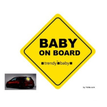 Reflective Baby on Board Sticker with Car